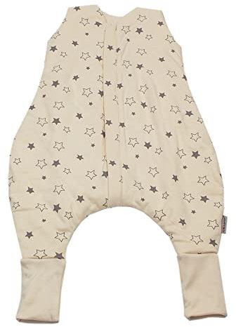 HOBEA-Germany Schlafsack für Babys - Babyschlafsack mit Füßen (Sterne beige - L 90 cm)
