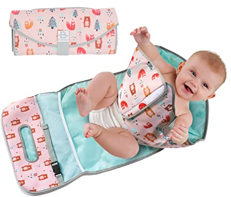 Brunoko Tragbarer Windelwechsler - Faltbarer Organizer mit multifunktionalen Taschen - Unisex-Design für Babys und Neugeborene - Leicht und einfach zu reinigen, mit praktischer Tasche für Windeln