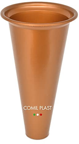 Comil Plast | Portafiori Interno in plastica per Vaso da cimitero Colore Rame | Diametro 12 cm, Altezza 22 cm.