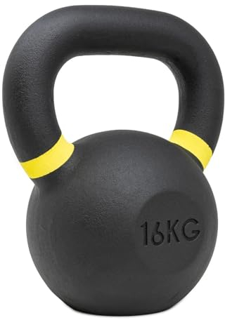 Strength Shop Kettlebell Gusseisen mit genormtem Griff, 1x 16 KG, Extrem Robust & Langlebig, Kugelhantel mit Gewichts-Farbmarkierung & Schwarzpulver-Beschichtung, ideal für Ganzkörpertraining