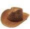 Unisexe Chapeau de Paille Été Réglable Chapeau de Cowboy Ajouré Panama Western Pliable Chapeau de Soleil pour Plage Voyage Vacances Camping Pêche Large Bord Anti-UV Homme Femme Casquette Visière
