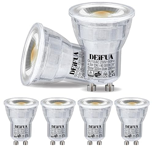 DEIFUA Mini GU10 LED Lampe Warmweiss 3000K 4,5W 320 Lumen Ersetzt 35W Halogen Leuchtmittel, 4er-Pack, Nicht Dimmbar MR11 Reflektorlampen, Flimmerfrei Strahler, Abstrahlwinkel 38° Spot Birnen