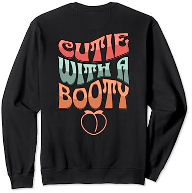 Cutie With A Booty, Gym Pump Cover, Oversized Workout, Peach Sweatshirt