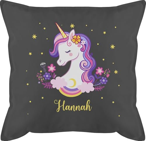 Kissen 50x50 - Einhorn Geschenk Einhörner I Unicorn - 50 x 50 cm - Grau - mädchen einhornkissen Unicorns Name kopfkissenbezug Baumwolle personalisierte einhörnern with Cushion personalisiertes