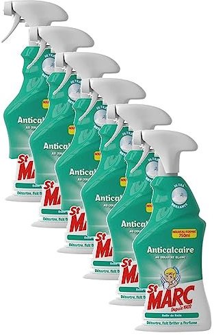 St Marc Lot de 6 Pistolets Spray Désinfectant et Nettoyant Anticalcaire au Vinaigre Blanc - 750 ml