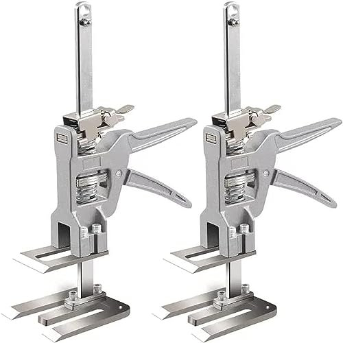 Yangers Aluminum Alloy Labor Saving Arm, 2 Pieces Hand Lifting Jack Tool, Slow & Fast Down Wall Tile Locator Lifter Tool Height Adjustable for Door Panel Cabinet Board Heavy Duty Furniture, WT-30