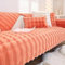 XRDSHY Plüsch Sofabezug, Superweiche rutschfeste Sofaschoner, Waschmaschinenfest l Form 4/3/2/1 Sitzer Ecksofa Sofa Überzug, Sofaschutz Vermeidung Kratzern durch Hunde Katzen,Orange4-70x70cm
