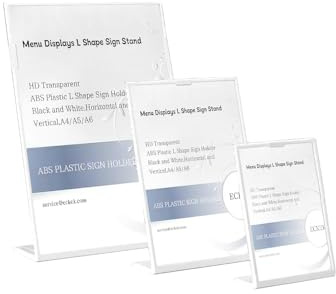 ECKEK Support de panneau en plastique ABS, affichage de menu en forme de L (vertical blanc, A4, 210 x 297 mm)