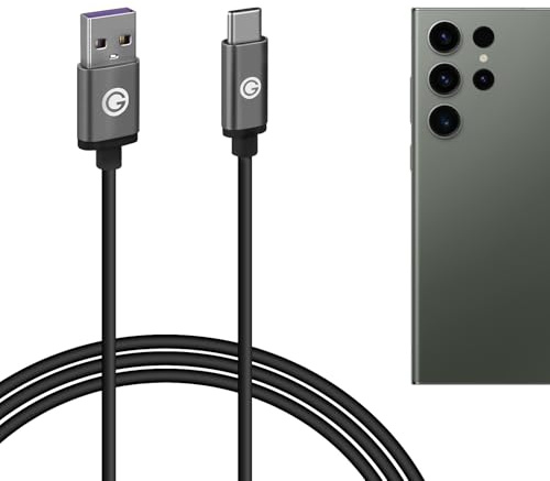 GEEKRIA USB Charger Cable Compatible with Samsung Galaxy S24Ultra, S24+, S24, S23Ultra, S22+, S20, S20+, S8, S9, A90/71/50 Charger, USB to USB-C Replacement Power Charging Cord (10ft/300cm)