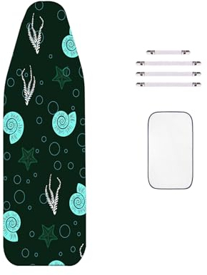 WTAIS Housse de Table à Repasser pour Fer à Vapeur, épaissie - 2 en 1 Design Conch Print Couverture Planche à Repasser XXL 160 X 60cm, avec 4 Fixations, Table à Repasser Housse de Remplacement