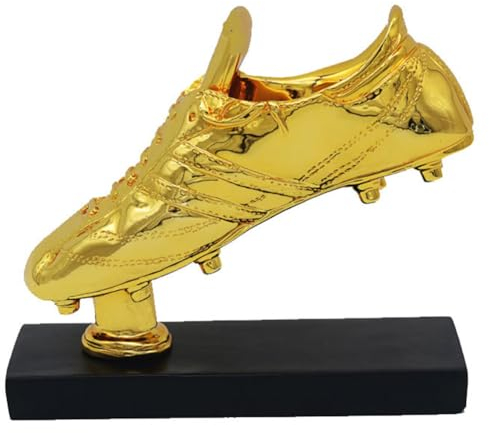 YYDSTES Resin Football Golden Boot Trophy Best Shooter Award Trophies Plating Gold Color Fans Office Home Decoration Display Ornaments Memorabilia