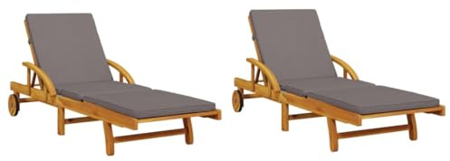 vidaXL Sonnenliegen 2 STK. mit Auflagen 200x68x83 cm Massivholz Akazie