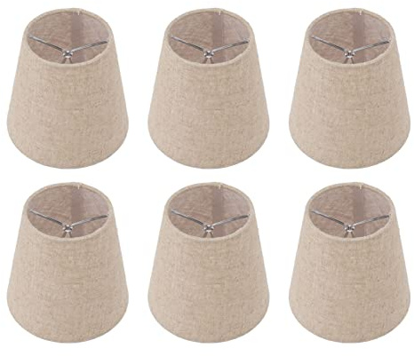 Acouto Kleine Lampe Zum Aufstecken, 6 Stück, Lampenschirm Aus Leinenstoff, Für Kerzenlampen, Beleuchtungszubehör, Beige
