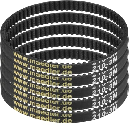sourcing map HTD-3M Zahnriemen aus Gummi, 70 Zähne, 210 mm Teilungslänge x 6 mm Breite x 2,4 mm Höhe, geschlossene Schleife, 5 Stück