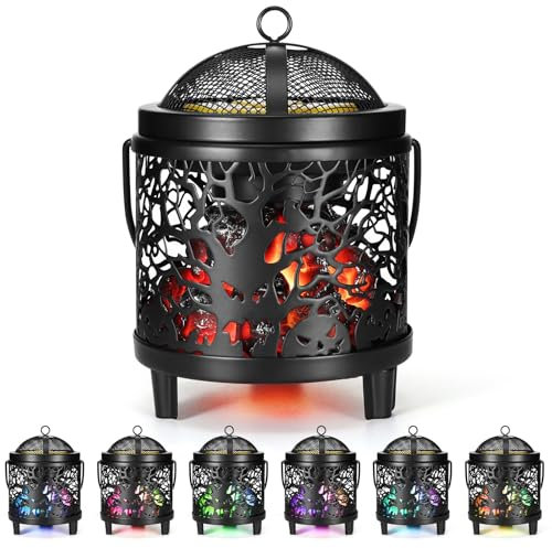 Electric Wax Melt Burner, Skull Pattern Electric Wax Melt Warmer with 7 Colour Changing LED Light,Fireplace Scented Wax Warmer Electric Wax Essential Oil Warmer for Scented Candles/Wax Cubes/Wax Tarts