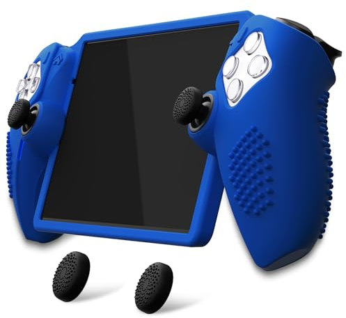 PlayVital Design for PS Portal Silicone Protective Case with Thumb Grips – Enhanced Grip Comfort | Anti-Slip 3D Studded Design | Full Protection Blue