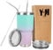 Y·J&H 30oz (850ml) Doppelwandig Vakuum Isolierter Autobecher, Edelstahl Reiseflasche, Thermobecher Kaffee to Go mit 2 Spritzfestem Deckel 2 Strohhalm, Rohrbürste,BPA Free - Cyanblau&Violett
