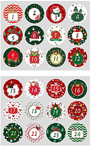 Weihnachts-Adventskalender-Aufkleber, Weihnachts-Zahlenaufkleber, Adventskalender-Aufkleber Weihnachten, Party, Gastgeschenke, DIY, Basteln, Backen, Etikett, Dekoration (Rosig)
