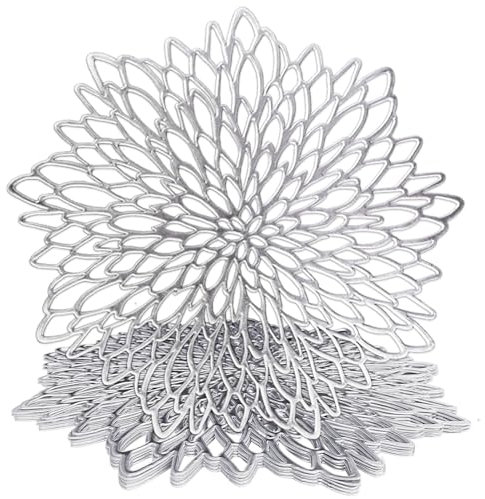 wiipara 8er Set Platzsets Tischsets Abwaschbar, Moderne PVC Platzdeckchen Rund Weihnachten Dekorative Tischunterlage Esstisch Platzteller Platzset Rund für Zuhause Hochzeit Hotel (Ø38cm, Silber)