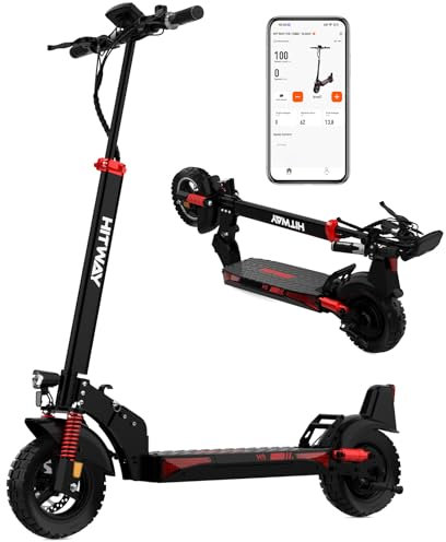 HITWAY H9 Patinete Eléctrico,Patinete Eléctrico Plegable para Adultos,10 Neumáticos sin cámara de Aire,Batería 15.6AH-27AH Motor 800W,3 Modos de Velocidad,Velocidad Máxima 25KM/H,LED Display,App