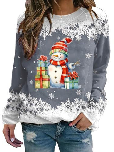 Generisch Angebote des Tages Heute Angebote Sweatshirt Damen ohne Kapuze Elegante Oberteile Damen Lässige langärmelig Oversize Pullover Damen Geschenke Damen Damenmode Sale