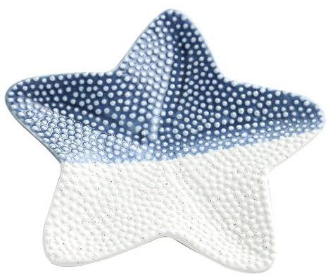 Vikrami lighting Ceramic Blue Starfish Trinket Dish Jewellery Dish Key Bowl Ring Dish Jewelry Holder Decorative Tray Entryway Storage Tray Home Decoration Ornaments