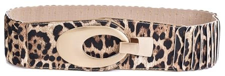 irisaa breiter Damen Gürtel Elastischer Taillengürtel, Hüftgürtel Stretch Gürtel mit Hakenverschluss, Damen Taillengürtel 2020:Leopard Braun, Damen Taillengürte Größe:ONE SIZE