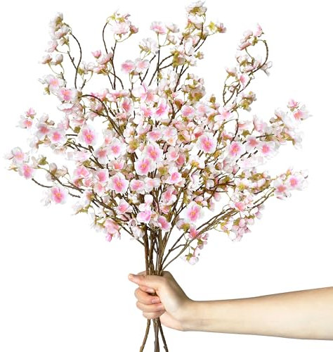 YMIFEEY 4pcs Flores de Cerezo Ramos de Flores Artificiales de Cerezo Flores de Tela 105cm Sakura Flores Artificiales Grandes Jarrones Decorativos Flores Artificiales para Interior (Rosa)