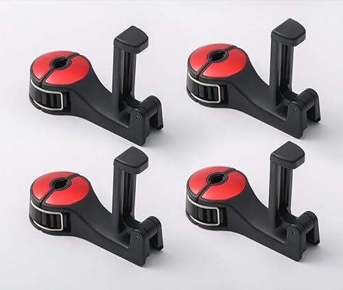 ZBTYFGV 4 PackS Car Hooks for Suzuki Ignis | Typ MF | Bj. ab 2016,Headrest Bracket Car Hook,360°Swivel Car Hooks,Car Back Seat Hook,Headrest Bracket,Red-3