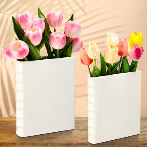 Vesici Keramikvase in Buchform, für Blumen, Geschenke für Weihnachten, niedliche Bücherregal-Dekoration, Vase für Buchliebhaber, Geschenke, Vasen, Heimdekoration für Bücherregal, Esstisch, Büro