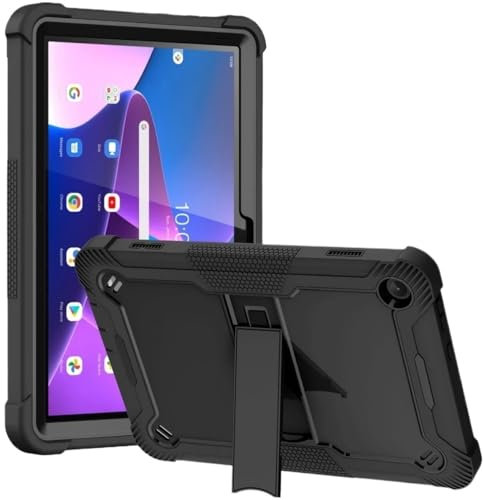 SOENS Funda Protectora de Silicona for Tableta Lenovo Tab M10 HD 2.ª generación X306 / M10 Plus X606 2020 con Soporte for PC y protección contra caídas(Black,M10 HD 10.1inch)