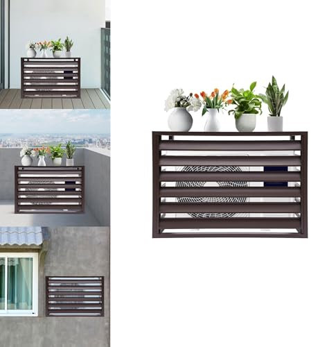 Ywanwj air source heat pump cover 1.5P outdoor condenser protective cover aluminum air conditioning cover Hide Air Con Noise Reduction Multifunctional plant rack will make you durable outdoors