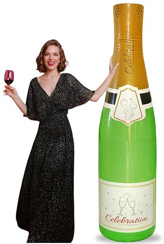 Inflatable Giant Champagne Bottle (180cm / 6ft) | Fun Party Decoration & Photo Prop | Wedding, Birthday, New Year, Event & Celebration Décor