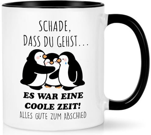 Joymaking Kollegin Abschiedsgeschenk Tasse mit Spruch - Schade, dass du gehst es war eine coole Zeit - Abschied Kollegin Geschenke für Neuer Job, 320ml Schwarz