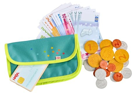 HABA Creative Play Spielgeld-Set – Geldbeutel für Kinder mit Holzmünzen, Geldscheinen & Spielgeld – Fördert Zahlverständnis & Rollenspiel – ab 3 Jahren – 2011830001