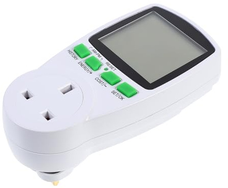 HOMSFOU Digital Power Meter Plug-in Socket with Voltage Meter Lcd, Energy Consumption Monitor Smart Socket Uk Plug for Home and Industrial Use