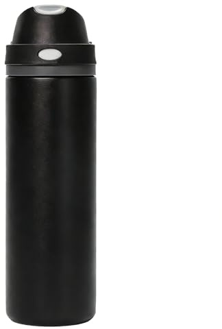 Eastrise 24oz Insulated Water Bottle with Convertible 2-in-1 Lid,Metal Water Bottle,24H Cold&12H Hot,Leakproof, Fits Car Cup Holder, BPA-Free Stainless Steel for Gym, Commute & Travel-Black