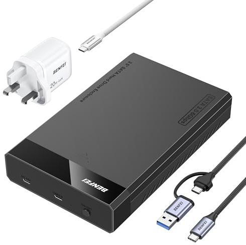 BENFEI 3.5/2.5 Inch SATA HDD/SSD Enclosure, Tool-Free Design, Supports 20TB HDD & UASP