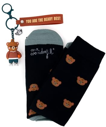Mr. Wonderful Kit Chaussettes et Porte-clés – You Are the Beary Best – Coffret Cadeau Fête des Pères - 42-45