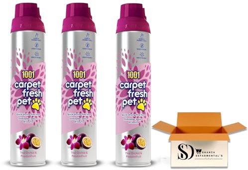 Carpet Fresh Thai Orchid & Passion Fruit – 3 x 300ml Multipack – Rapid Drying Carpet Freshener Foam – Neutralises Pet, Tobacco & Cooking Odours
