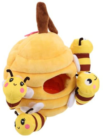 Juguete de Peluche de Abeja con Panal, 1 Juego, Felpa, para Bebés | Interactivo, Desarrollo Sensorial, Espacio de Almacenamiento, Decoración de Oficina