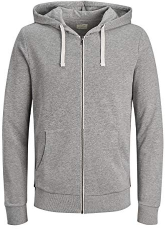 Jack & Jones Homme Jjeholmen Zip Hood Noos Veste Sweat, Gris (Light Grey Melange Fit: Reg Fit), M EU