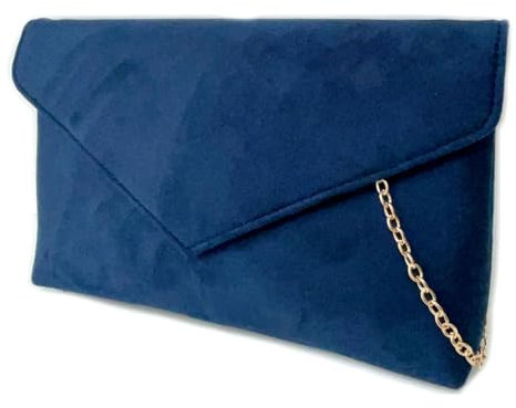 LeahWard Women's Faux Suede Leather Clutch Bag Wedding Party Evening Purse Handbags (Navy)