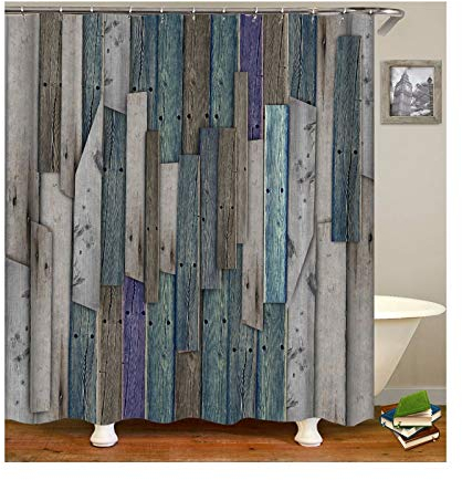 KnSam Duschvorhang Anti-Schimmel Wasserdicht Vorhänge an Badewanne Bad Vorhang für Badezimmer Brett Dekoration 100% PEVA inkl. 12 Duschvorhangringen 150 x 200 cm