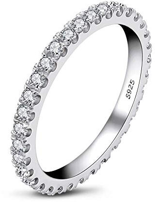 AINUOSHI Damen 925 Sterling Silber Zirkon Ring, Damen Ewige Verlobungsring, Hochzeitsschmuck
