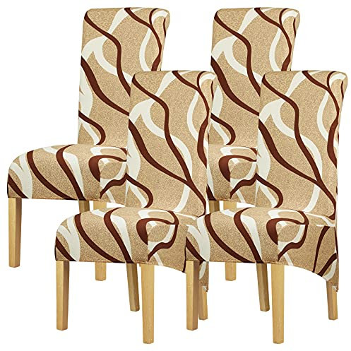 Leorate XL Size Chair Protector Large Thick Chair Cover Stretch Printing Chair Protector Dining Kitchen Home Chair Slipcover Color-845 Pack of 4