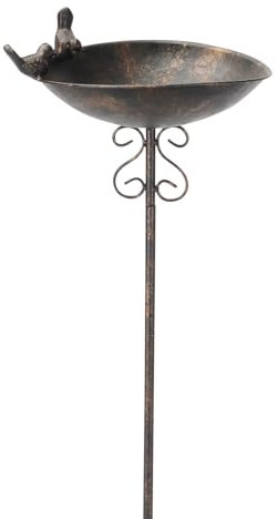 Vogeltränke auf Stab 90 cm, Eisen, 10 x 24 x 22 cm