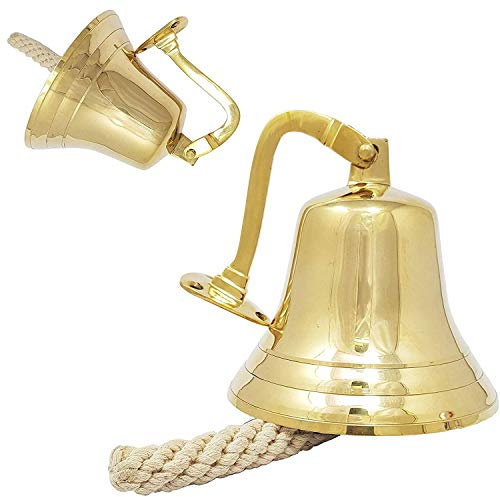 Sonnette de bateau en laiton avec support de cloche de porte pour décoration de maison de 25,4 cm