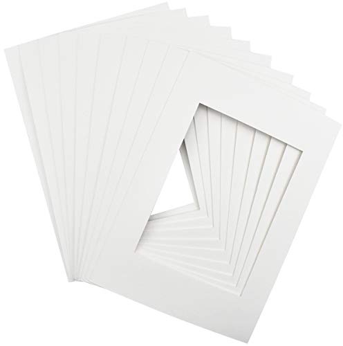 Fodlon 10 Stück Passepartouts für Fotos, A4, weißer Karton für Fotos, geeignet für Fotos von 18 x 14 cm (7,5 x 5,5 Zoll) (weiß)
