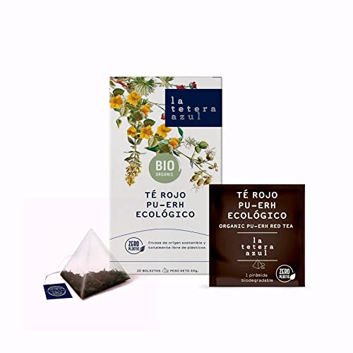 LA TETERA AZUL Té Rojo Pu Erh Ecológico. Infusión Orgánica En Pirámides. 20 Pirámides.